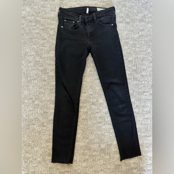 rag & bone Skinny Ankle Black Raw Hem Size 26 distressed ankle - Picture 2 of 5